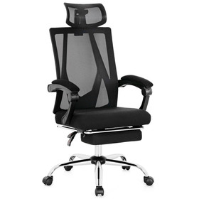 Costway 54721896 Ergonomic Recliner Mesh Office Chair with Adjustable Footrest-Black