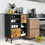 Costway 54813962 Industrial Buffet Sideboard Kitchen Cupboard with Cubbies Drawers-Rustic Brown