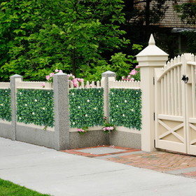 Costway 56023478 12 Pcs 20 x 20inch Artificial Daisy Hedge Plant Privacy Fence Hedge Panels