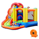Costway 56297043 6-in-1 Water Park Bounce House for Outdoor Fun with Blower and Splash Pool