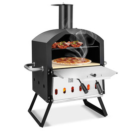 Costway 56341927 Outdoor Pizza Oven with Anti-scalding Handles and Foldable Legs-Black