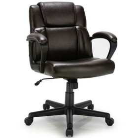 Costway 56734192 Adjustable Leather Executive Office Chair Computer Desk Chair with Armrest