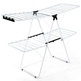 Costway 56941873 2-Level Foldable Clothes Drying Rack with Adjustable Gullwing