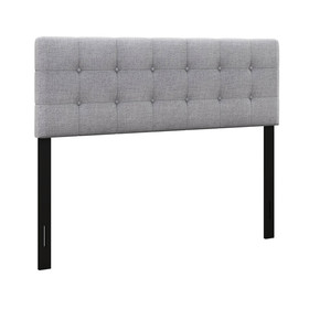 Costway 57194836 Linen Upholstered Headboard with Solid Rubber Wood Legs-Gray