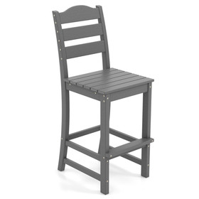 Costway 57361948 30 Inches Counter Height HDPE Bar Stool with Backrest and Footrest-Gray