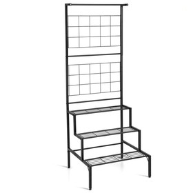 Costway 57426109 3-Tier Hanging Plant Stand with Grid Panel Display Shelf
