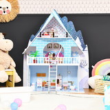Costway 58214967 Wooden Dollhouse 3-Story Pretend Playset with Furniture and Doll Gift for Age 3+ Year