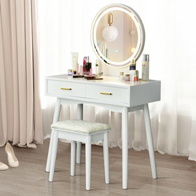 Costway 58903642 Vanity Dressing Table Set with 3 Lighting Modes