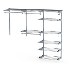 Costway 59168732 Adjustable Closet Organizer Kit with Shelves and Hanging Rods for 4 to 6 Feet-Gray