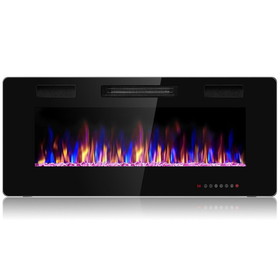 Costway 60218759 42 Inch Recessed Ultra Thin Electric Fireplace with Timer