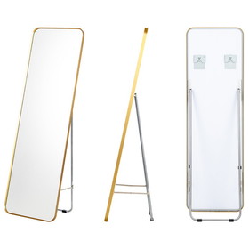 Costway 60839721 Full Length Wall Mounted Body Mirror with Free Standing Stand-Golden