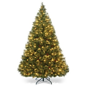 Costway 60924315 6 Feet Pre-Lit PVC Artificial Carolina Pine Tree with LED Lights