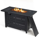 Costway 61032784 42 Inch 60 000 BTU Rectangular Propane Fire Pit Table with Waterproof Cover