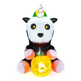 Costway 61043258 5 Feet Halloween Inflatable Unicorn Skeleton with Pumpkin Lantern