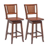Costway 61378492 24.5 Inch Counter Height Bar Stool with Rattan Back and 360° Swivel Seat