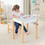 Costway 61394782 Kids Art Table and Chair Set with Drawer Paper Roll and 2 Markers-White