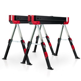 Costway 61529734 2-Pack Folding Sawhorses with Supporting Arms-Red