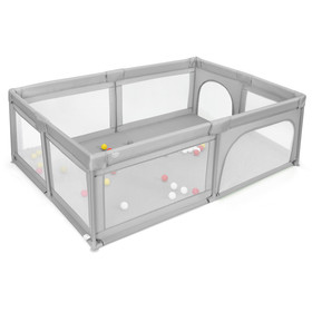 Costway 61740892 Large Baby Playpen Safety Kids Activity Center with 50 Ocean Balls-Gray