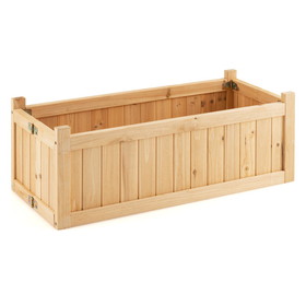Costway 61798045 Folding Wooden Raised Garden Bed with Removable Bottom for Herbs Fruits Flowers
