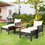 Costway 62304897 5 Pieces Patio Rattan Furniture Set with Acacia Wood Table