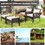 Costway 62304897 5 Pieces Patio Rattan Furniture Set with Acacia Wood Table