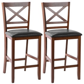 Costway 62483751 Set of 2 Bar Stools 25 Inch Counter Height Chairs with PU Leather Seat