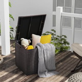 Costway 62584179 72 Gallon Rattan Outdoor Storage Box with Zippered Liner and Solid Pneumatic Rod
