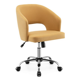 Costway 62891345 Upholstered Swivel Office Chair with Hollow Out Back