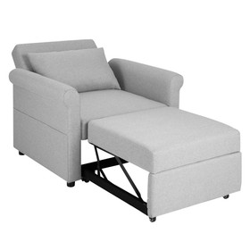 Costway 63457128 3-in-1 Pull-out Convertible Adjustable Reclining Sofa Bed-Gray