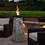 Costway 63491085 48 Inch Propane Fire Bowl Column with Lava Rocks and PVC Cover-Gray