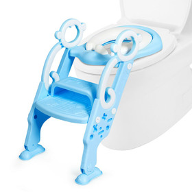 Costway 63751824 Adjustable Foldable Toddler Toilet Training Seat Chair-Blue