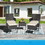 Costway 64129378 5 Pieces Outdoor Wicker Sofa Set with Coffee Table and 2 Ottomans