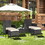 Costway 64129378 5 Pieces Outdoor Wicker Sofa Set with Coffee Table and 2 Ottomans