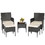 Costway 64129378 5 Pieces Outdoor Wicker Sofa Set with Coffee Table and 2 Ottomans