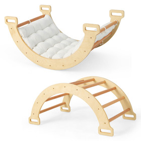 Costway 64283915 2-in-1 Arch Rocker with Soft Cushion for Toddlers-Natural