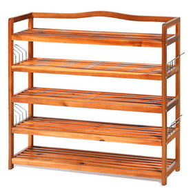 Costway 64328095 5-Tier Wood Large Shoe Rack Holds up 12-18 Pairs