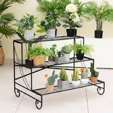 Costway 64725139 3-Tier Mental Plant Stand with Grid Shelf