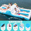 Costway 64937258 Floating 4 Person Inflatable Lounge Raft with 130W Electric Air-White