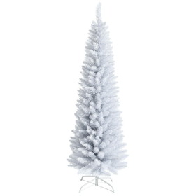 Costway 65172890 6 Feet Unlit Artificial Slim Pencil Christmas Tree with Metal Stand