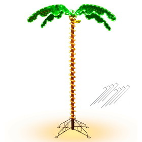Costway 65239741 5 Feet LED Pre-lit Palm Tree Decor with Light Rope