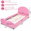 Costway 67152804 Twin Size Upholstered Platform Toddler Bed with Wood Slat Support