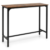 Costway 67382491 48 Inch Industrial Pub Dining Table with Steel Frame-Rustic Brown