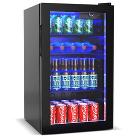 Costway 67518302 120 Can Beverage Mini Refrigerator with Glass Door
