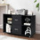 Costway 68105472 2 Drawer Wood Mobile File Cabinet with 4 Open Compartments-Black