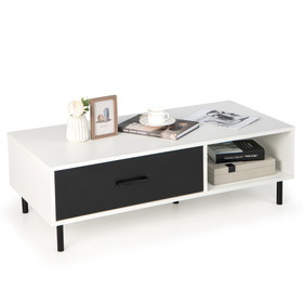 Costway 68531492 Modern 2-Tier Coffee Table Accent Cocktail Table with Storage