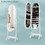 Costway 69314527 Standing Jewelry Cabinet Armoire Organizer LED Light Mirror Lockable White