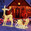 Costway 69342851 Christmas Reindeer Sleigh Decoration with 100 Lights-Golden