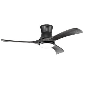 Costway 69834751 52 Inch Flush Mount Ceiling Fan with LED Light-Black