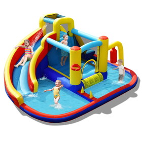 Costway 70982364 7-in-1 Inflatable Water Slide Bounce Castle with Splash Pool and Climbing Wall without Blower