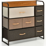 Costway 71250843 7 Drawer Tower Steel Frame and Wooden Top Dresser Storage Chest for Bedroom